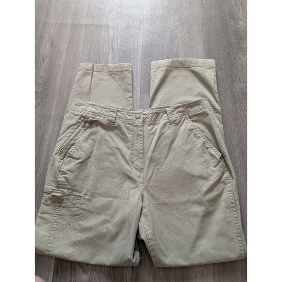 L.L. Bean Womens Beige Cargo Pants Size 12 Regular Multiple Pockets & Zip Closur - Picture 1 of 5